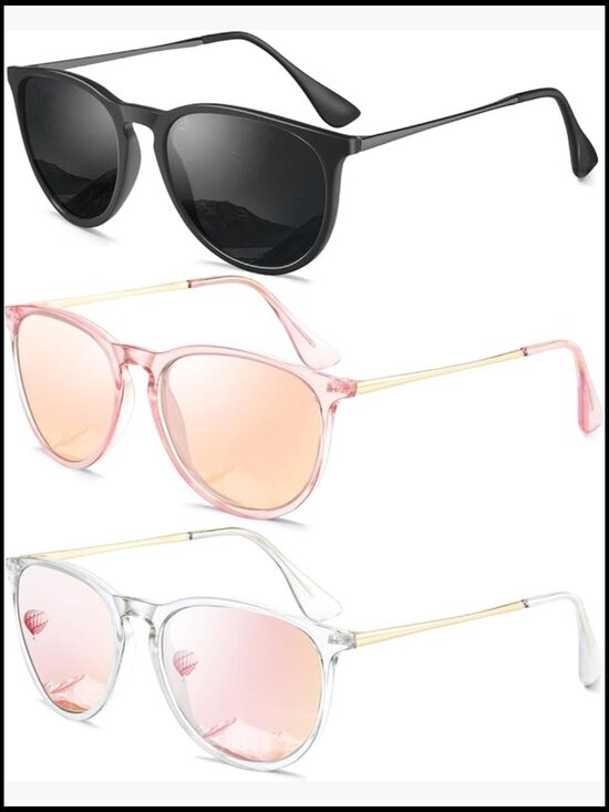 Retro Round Polarized Sunglasses 3 Pack UV400 Protection main image 3